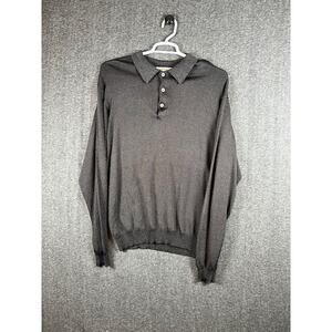 Pronto Uomo Men Black Long Sleeve Sweater 1/4 button Pullover Rayon Blend Size L